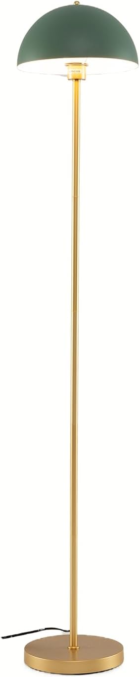 Lampada da Terra in Metallo con Paralume e Testa Regolabile, Piantana da Terra Interruttore a Pedale, Lampada da Pavimento Vintage Design per Salotto, Soggiorno e Ufficio, Oro e Verde