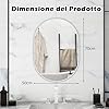 Specchio da Parete, Specchio da Bagno Ovale Moderno 70 x 50 x 2 cm con Cornice in Alluminio, Viti di Espansione per Sogiorno, Camera da Letto e Ingresso, Bianco