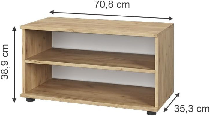 Scaffale Berno, Quercia dorata/bianco, 70.8 x 38.9 cm con 2 scomparti