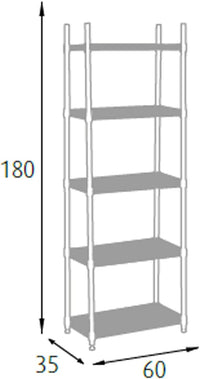S1775002 - Scaffale cromato 5 piani L 60 cm