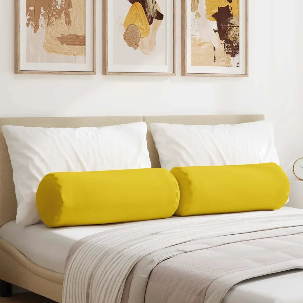 Cuscini a rullo 2 pcs Giallo Chiaro Ø 25 x 70 cm Tessuto