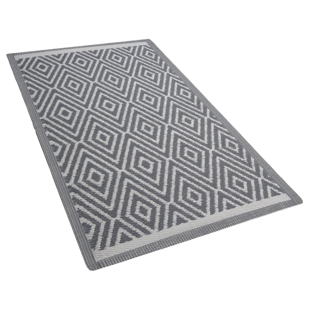 Tappeto per Interni e Esterni Motivo a Rombi Grigio Chiaro 90 x 150 cm motivo geometrico