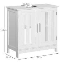 kleankin Mobiletto da Bagno Sottolavabo a 2 Ante in MDF Salvaspazio con Ripiani Regolabili 60x30x60cm Bianco