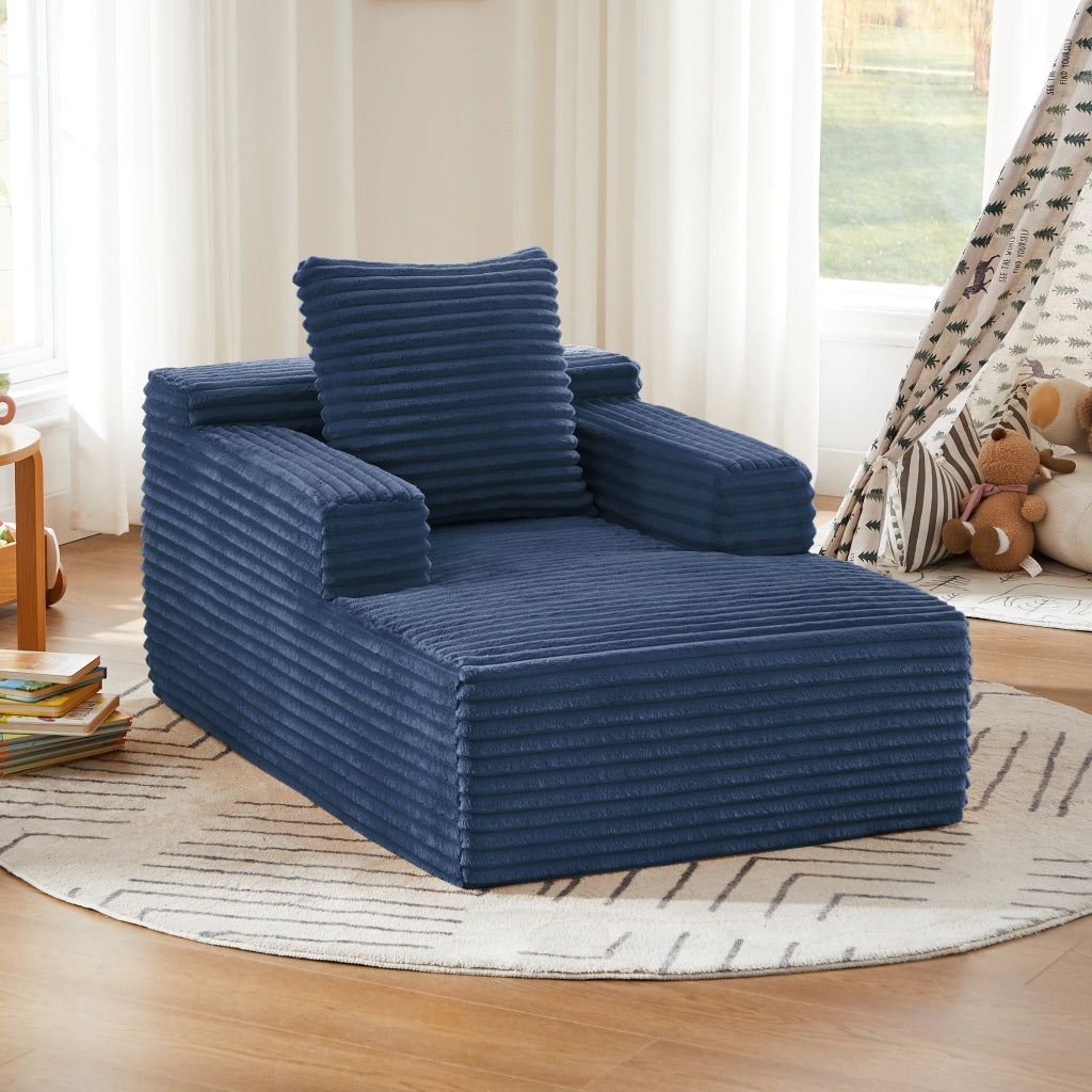 Chaise longue in velluto a coste blu senza montaggio