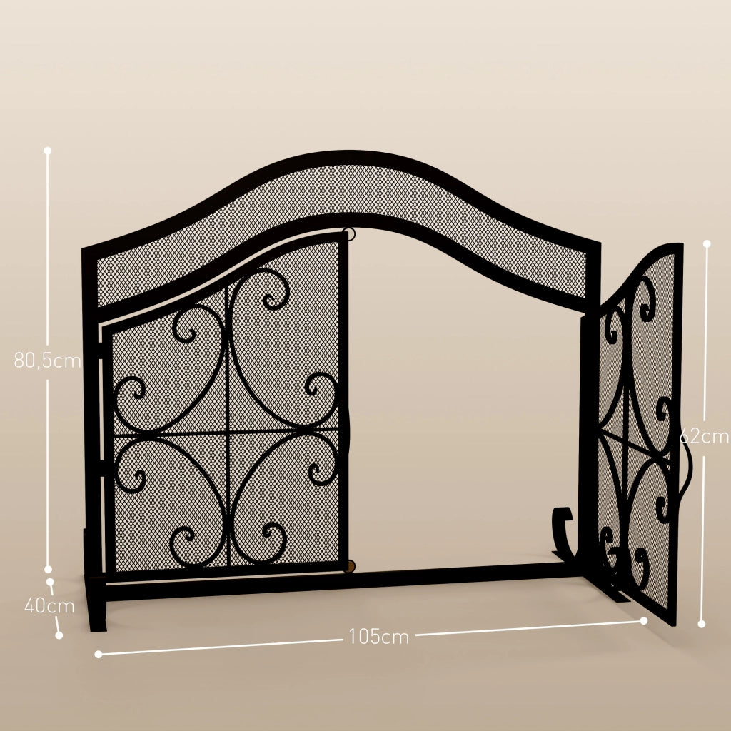 Griglia di protezione per camino ¨C zephmum ¨C nero 105x40x80.5 cm