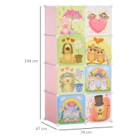 Mobile Scarpiera Modulare Salvaspazio, 6 Cubi 35x45x35 cm in Acciaio e PP, 74x47x144 cm, Rosa