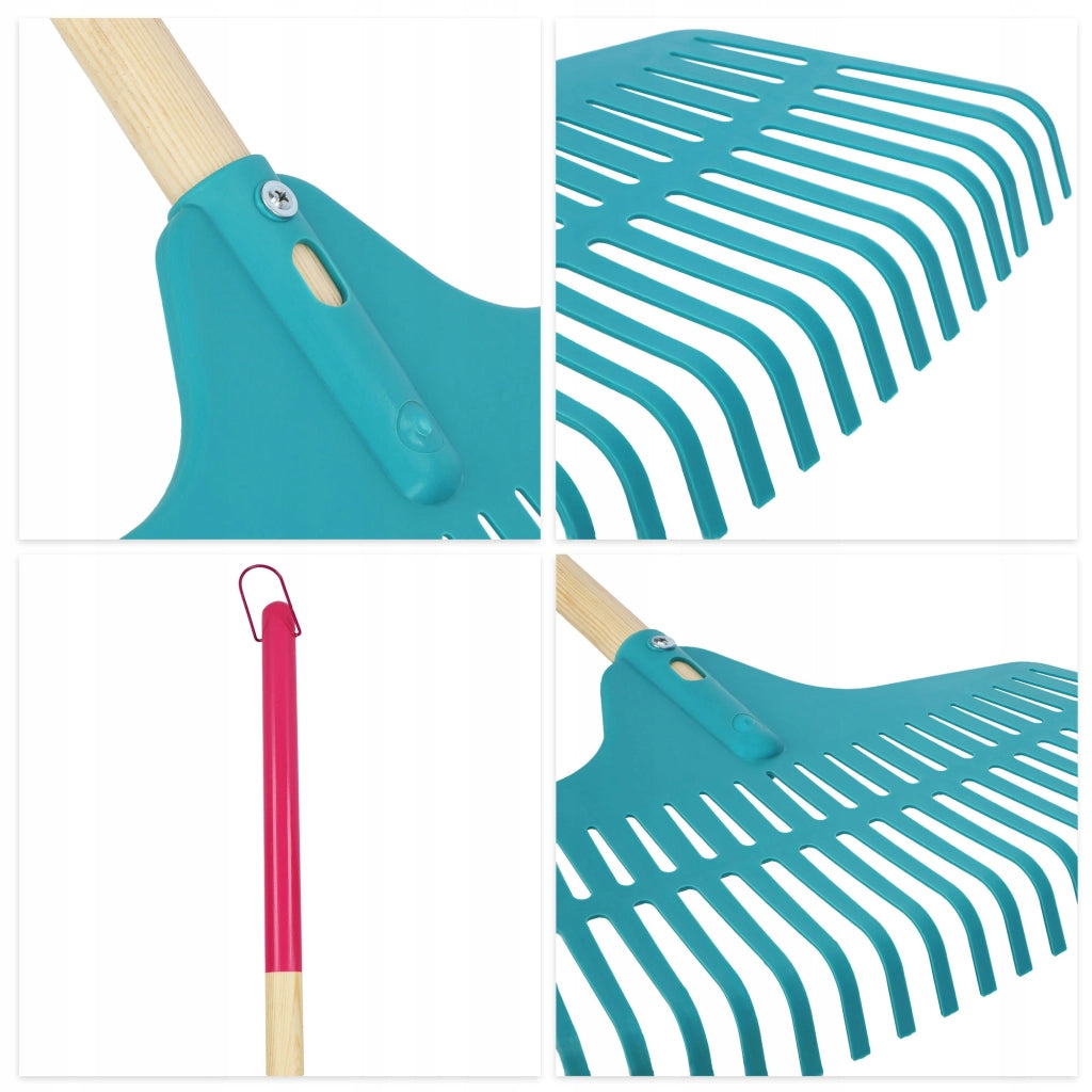 Rastrello per foglie KADAX con manico in legno, 170 cm, universale.