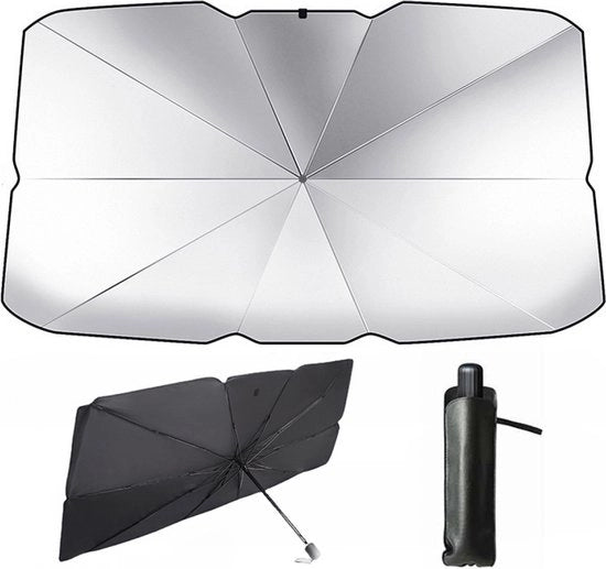 Parasole Auto - Zonwering - Protezione UV - Parasole Paraplu per vetro anteriore auto - 140 x 80 cm - Ripiegabile - Con sacchetto di stoccaggio - per la maggior parte dei modelli di veicoli - Protezione dal calore e UV