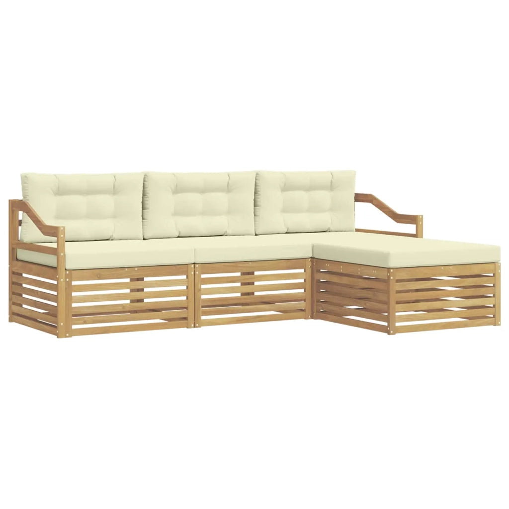 Set di divani da esterno 4 pz Bianco e Crema Poliestere 3390300