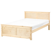 Letto matrimoniale in legno naturale marrone chiaro 120 x 200 cm con testiera in stile scandinavo