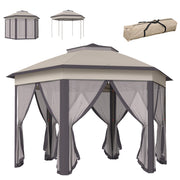 Carpa Pieghevole 4x3.4 m ¨C Zephmum ¨C Marrone e Beige con Doppio Tetto e 6 Zanzariere