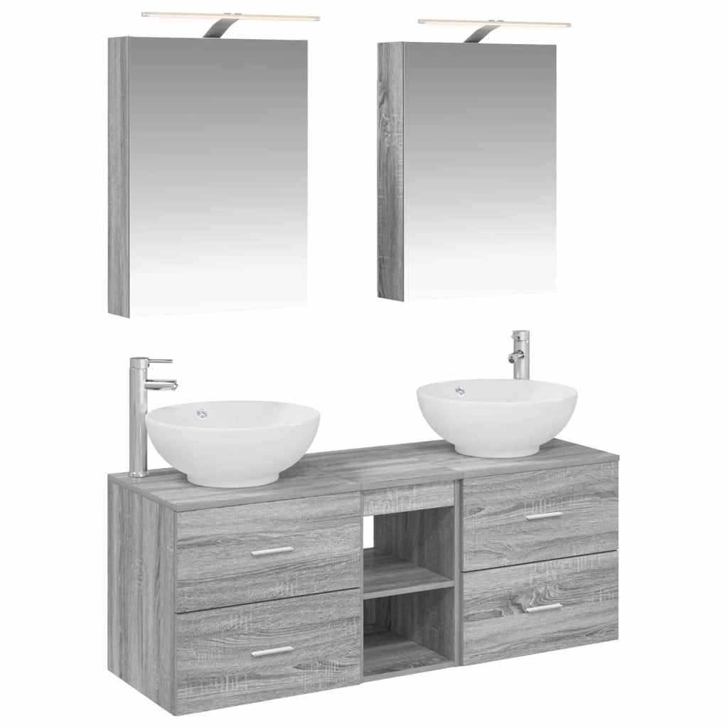 Set di mobili per il bagno 5 pcs Sonoma grigio 3406956