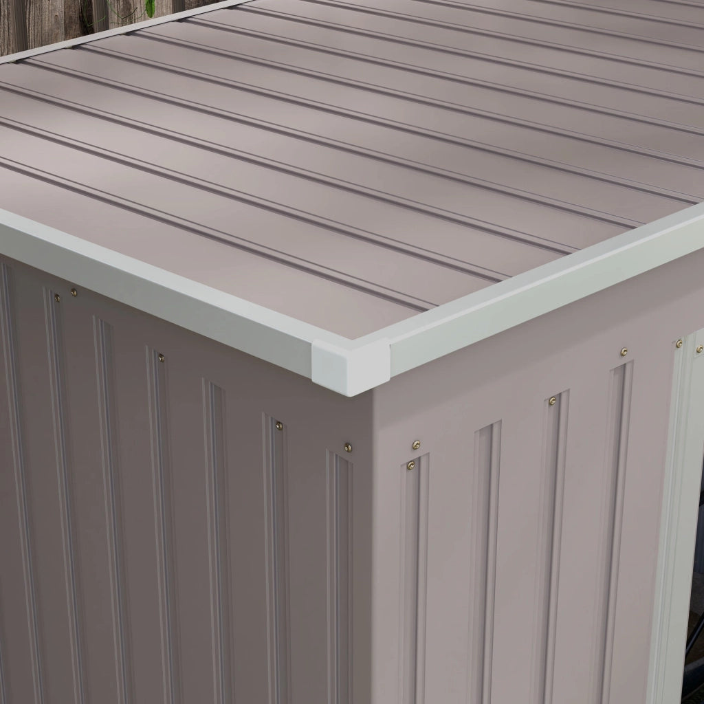 Casetta Box da Giardino 213x130x172 cm con Tetto Inclinato 2 Ingressi e Prese d'Aria in Acciaio Zincato Grigio
