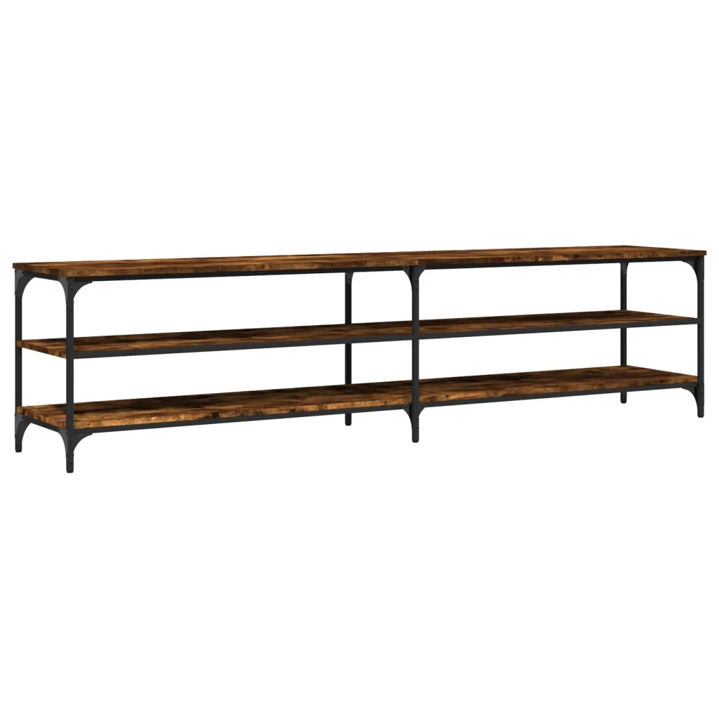 Mobile TV Rovere Fumo 200x30x50 cm Legno Multistrato e Metallo 826761