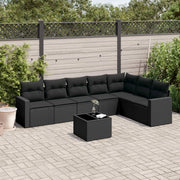 Set Divani da Giardino con Cuscini 8 pz Nero in Polyrattan 3219045