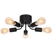 Plafoniera soffitto industriale nera opaca Brenda 5xE27 Luminex