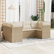 Set Divano da Giardino 6 pz con Cuscini Beige in Polyrattan 3249947