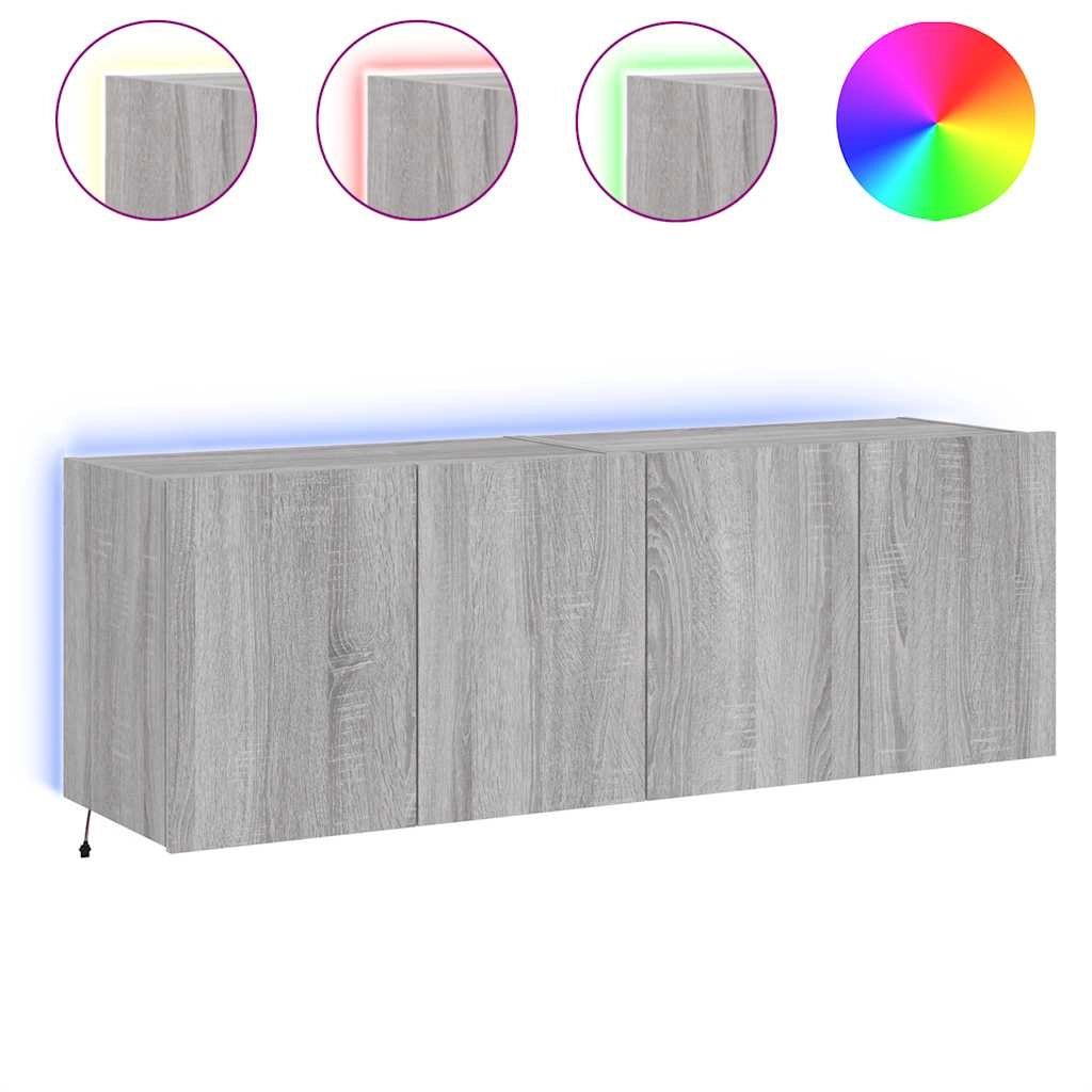 Mobili TV a Parete con Luci LED 2pz Grigio Sonoma 60x35x41 cmcod mxl 86210