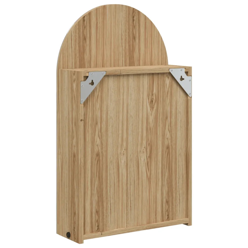 Armadietto Bagno con Specchio e LED-Mobiletto a specchio ad Arco Rovere 42x13x70 cm