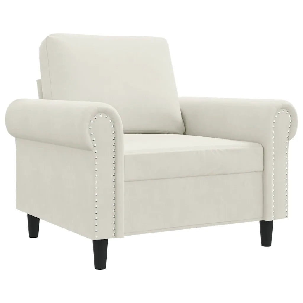 Poltrona-Poltroncina-Divano Sedia Crema 60 cm Velluto 815328