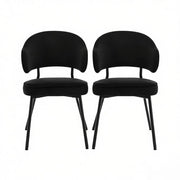 Sedie da sala da pranzo 2 pezzi con braccioli e schienale ergonomico, in velluto e metallo nero 50 × 43 cm