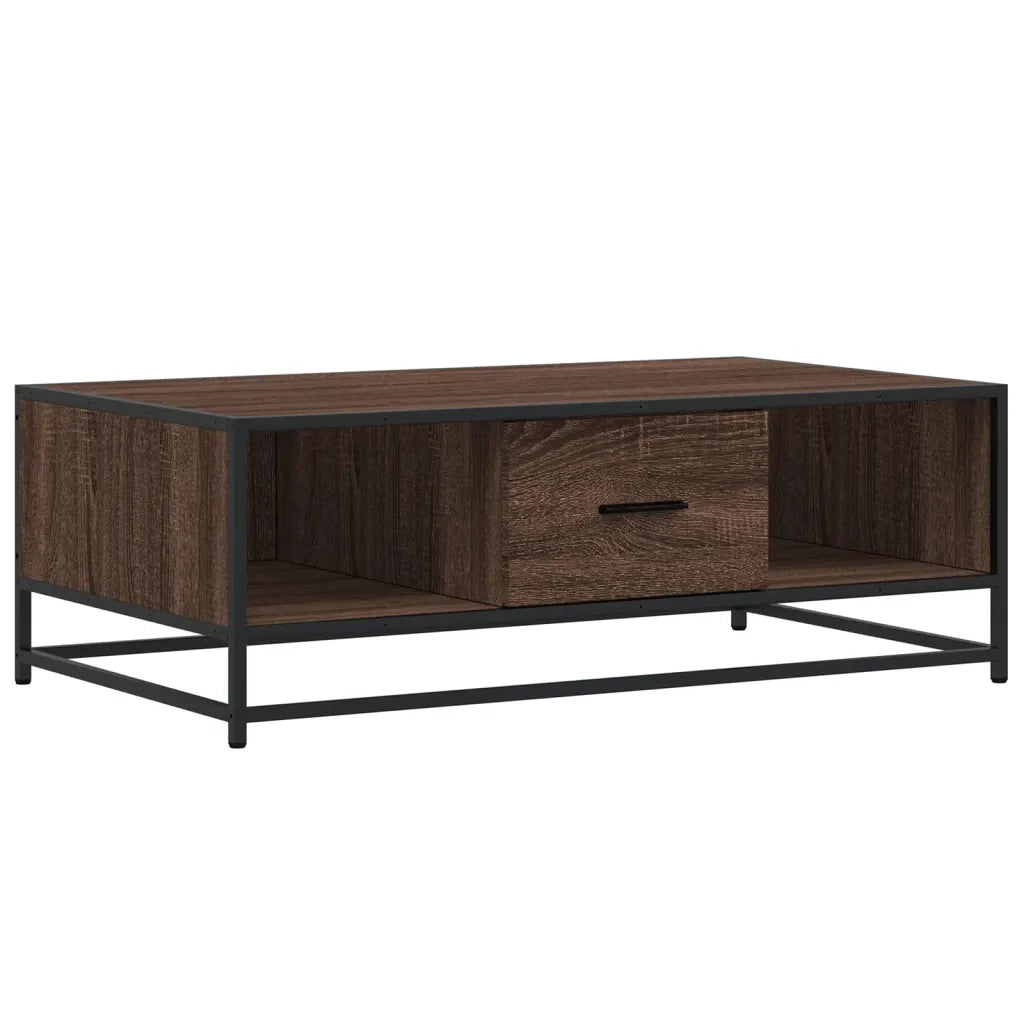 Tavolino-Tavolino da soggiorno-Tavolo Rovere Marrone 100x57x35 cm Legno Multistrato Metallo