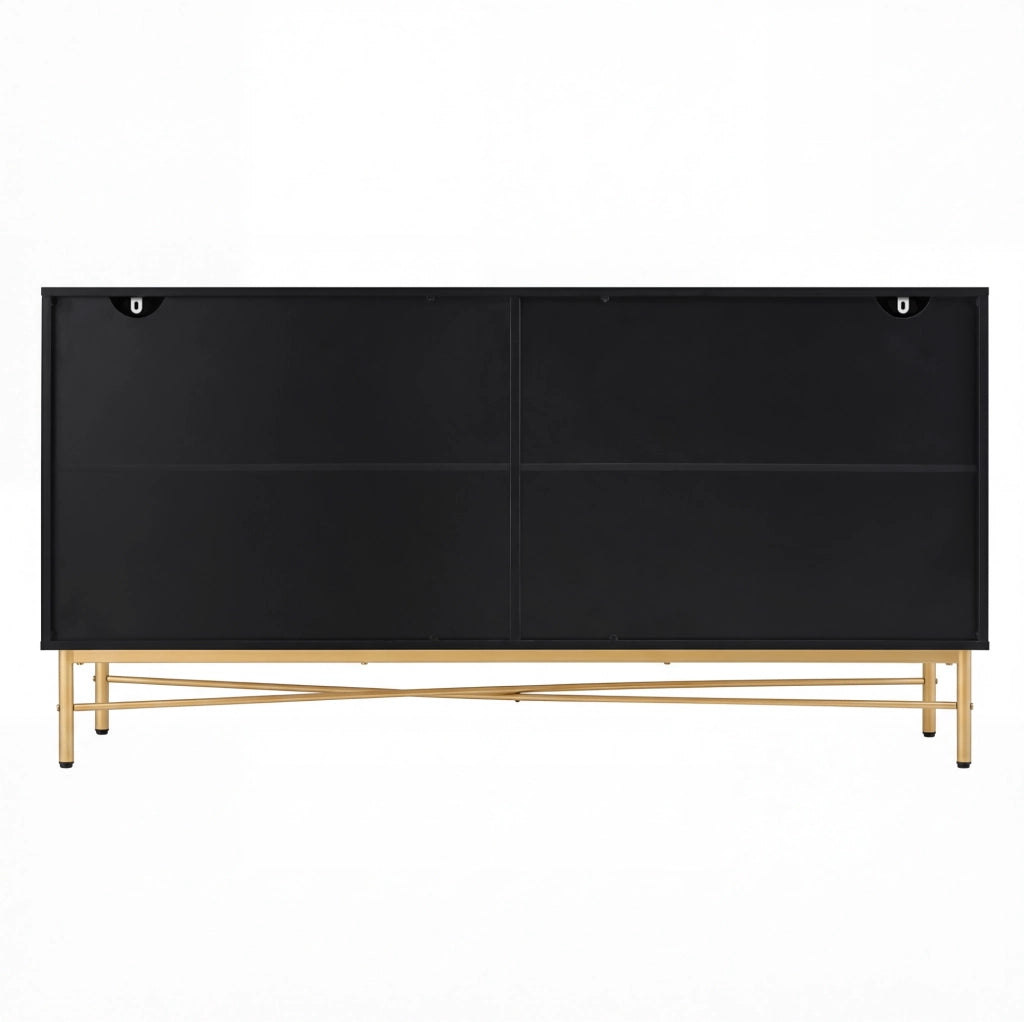 Credenza nera 160 cm a 4 ante con finitura a rilievo