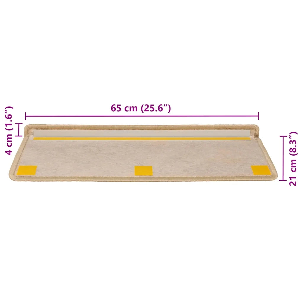 Tappeti Adesivi Scale Aspetto Sisal 30pz 65x21x4cm Beige Chiaro 3365892