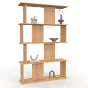 IDMarket - Scaffale asimmetrico a 4 livelli CAPUCINE japandi dal design arrotondato in faggio