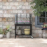 Fioriera rialzata con copertura trasparente, 2 ruote e 1 ripiano inferiore, dim. 80L x 40l x 120H cm