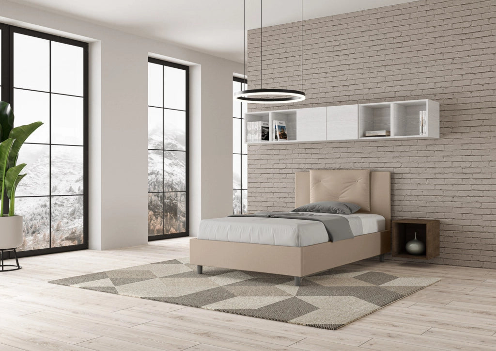 Letto 1 Piazza e Mezzo 120x190 cm con Rete Appia Tortora