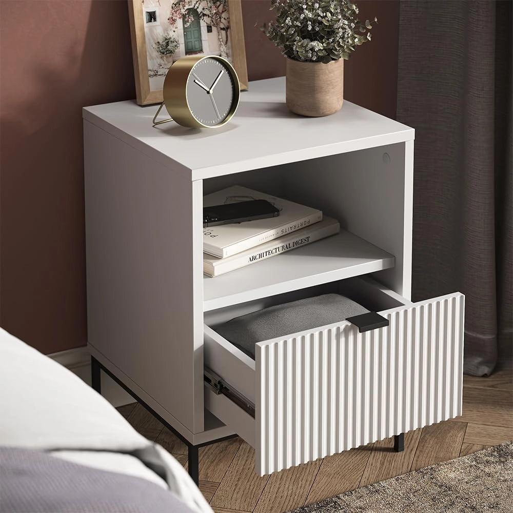 Comodino Eliza, Bianco, Set di 2