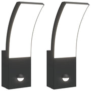 Set di 2 applique LED da esterno con sensore di movimento design moderno 7 x 4,5 x 23 cm alluminio nero 02_0056578
