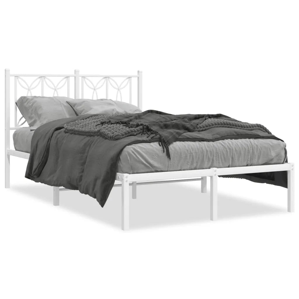 Giroletto con Testiera-Struttura Letto con testiera Metallo Bianco 120x190 cm 625478
