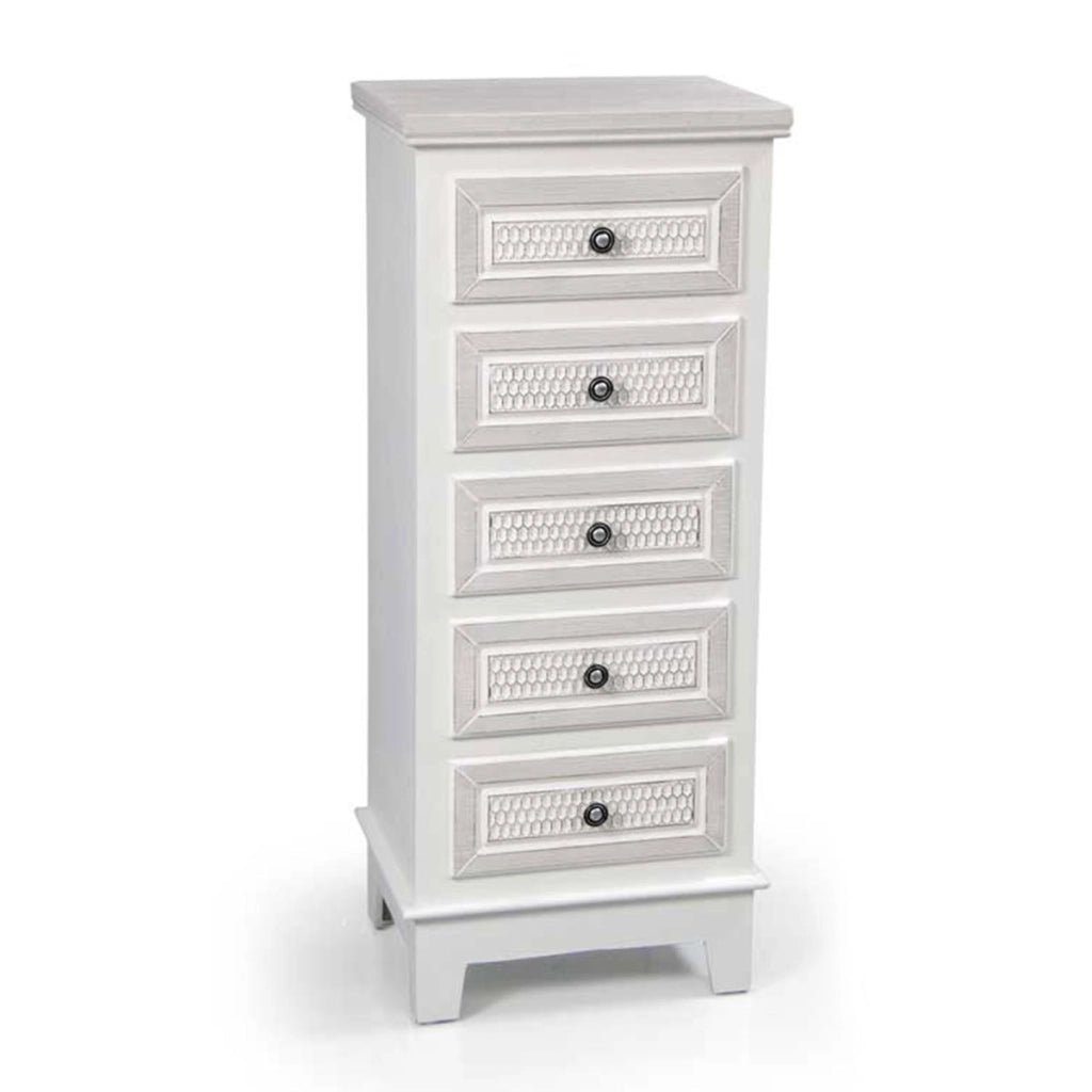 ELEGANT CASSETTIERA A 5 CASSETTI 40 X 30 X 96 CM COLORE BIANCO