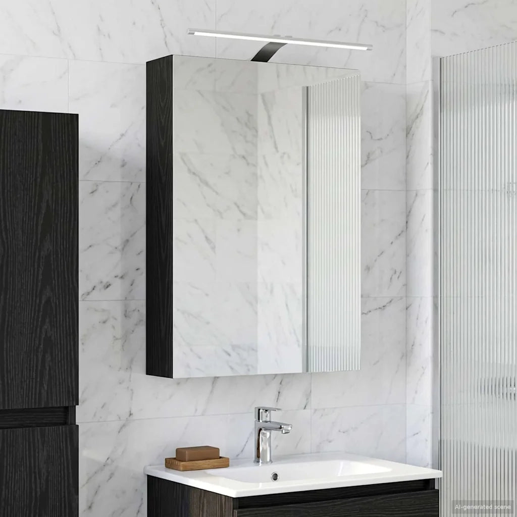 Mobiletto per specchio da bagno Rovere Nero 50 x 14,5 x 70 cm 889048