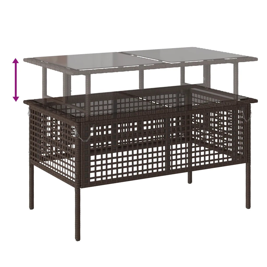 Set Divano da Giardino 4 pz | Set Salotto da Giardino Cuscini Marrone Polyrattan e Vetro