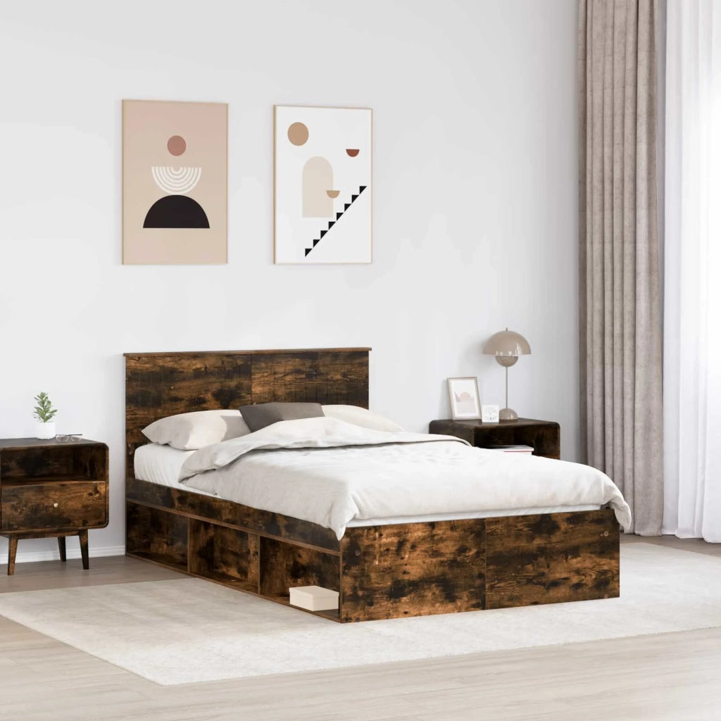 Struttura del letto Rovere fumé 120 x 190 cm Pino massello