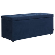 Ottomana Blu Marino 100 x 42 x 40 cm in tessuto poliestere Poggiapiedi imbottito Soggiorno Stile Moderno