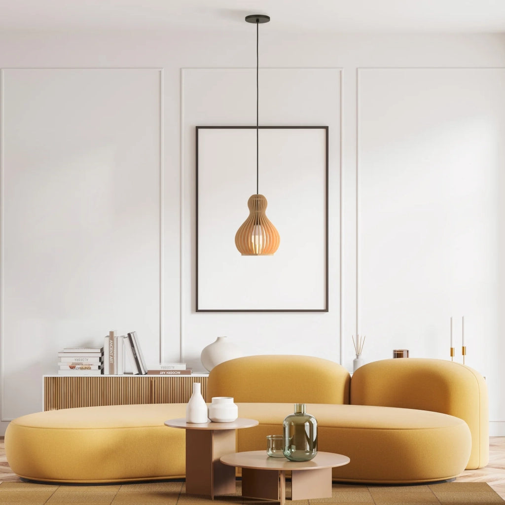 Maytoni Lampadario moderno Roots 1 luce E27 nero metallo legno