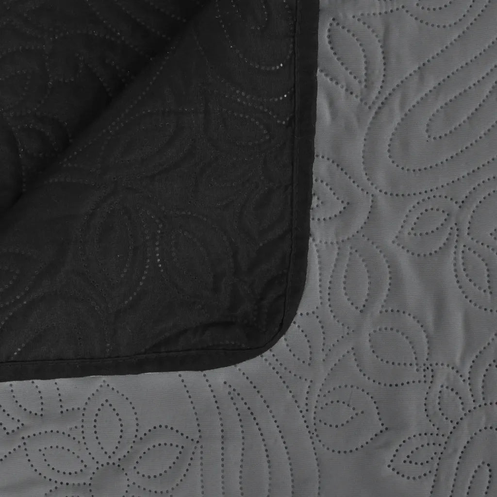 Copriletto Double-Face Trapuntato 220x240 cm Grigio e Nero 132966