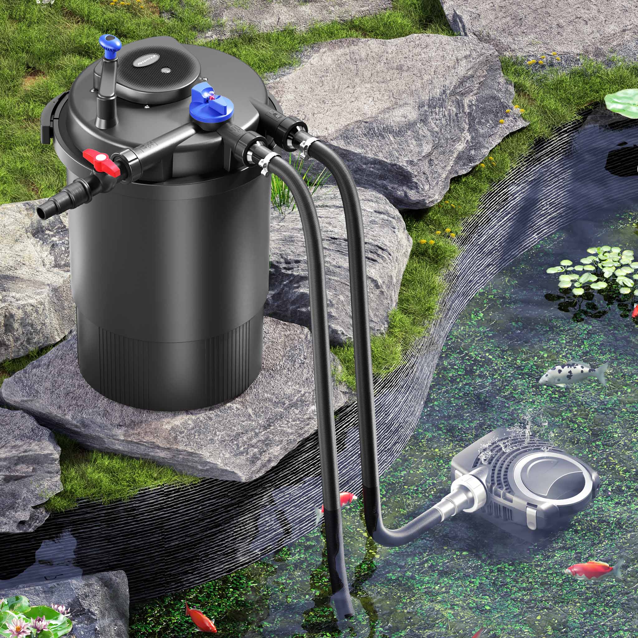 CPF-30000 SET 60000l 55W UVC NEO6000 Pompe Tubo Set per Laghetti