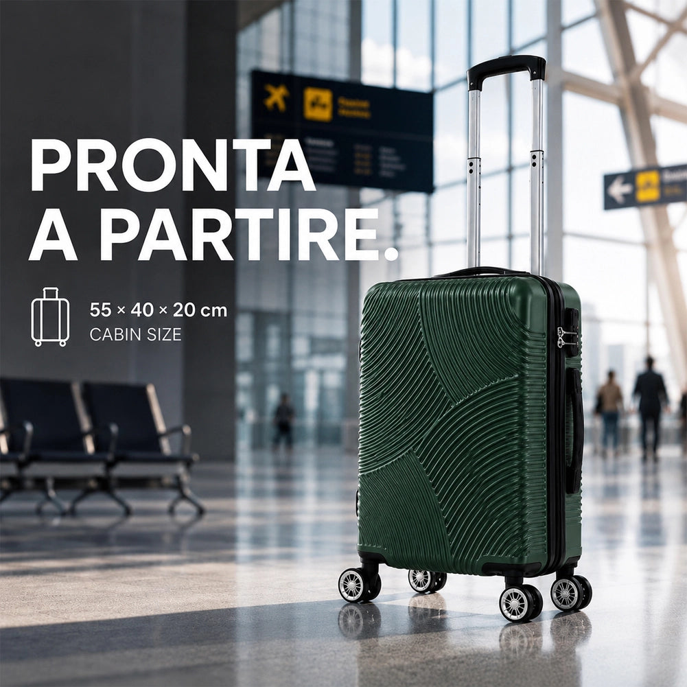 Valigia Bagaglio a Mano 55x40x20 cm Verde Trolley Ortega Adatto Ryanair Easyjet