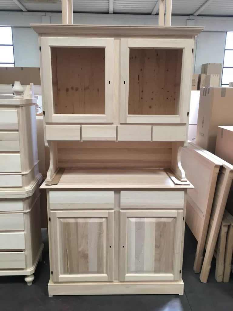Cristalliera in legno classica 4 porte 6 cassetti grezzo l.120 p.51 h.211 (850+851) - Mobili 2G