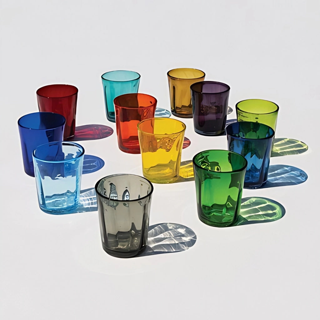 Zafferano Set 6 Bicchieri Tumbler Serie Bei Colore Arancione in Vetro Soffiato a Mano Volante Alta Qualità Artigianale per Tavola Elegante