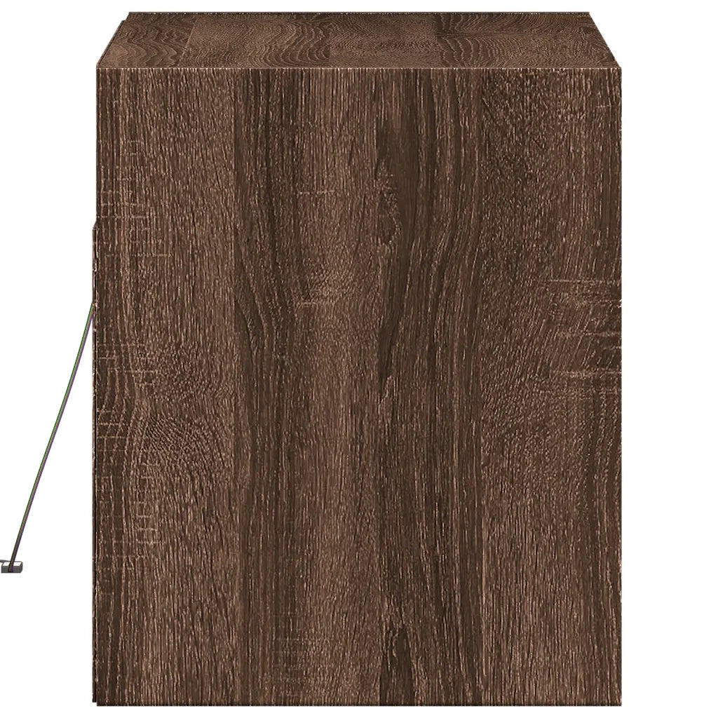 Mobile TV a Parete con Luci LED Rovere Marrone 80x31x35 cm 852361