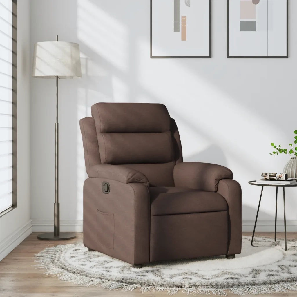 Poltrona Reclinabile Marrone Scuro in Tessuto 373467