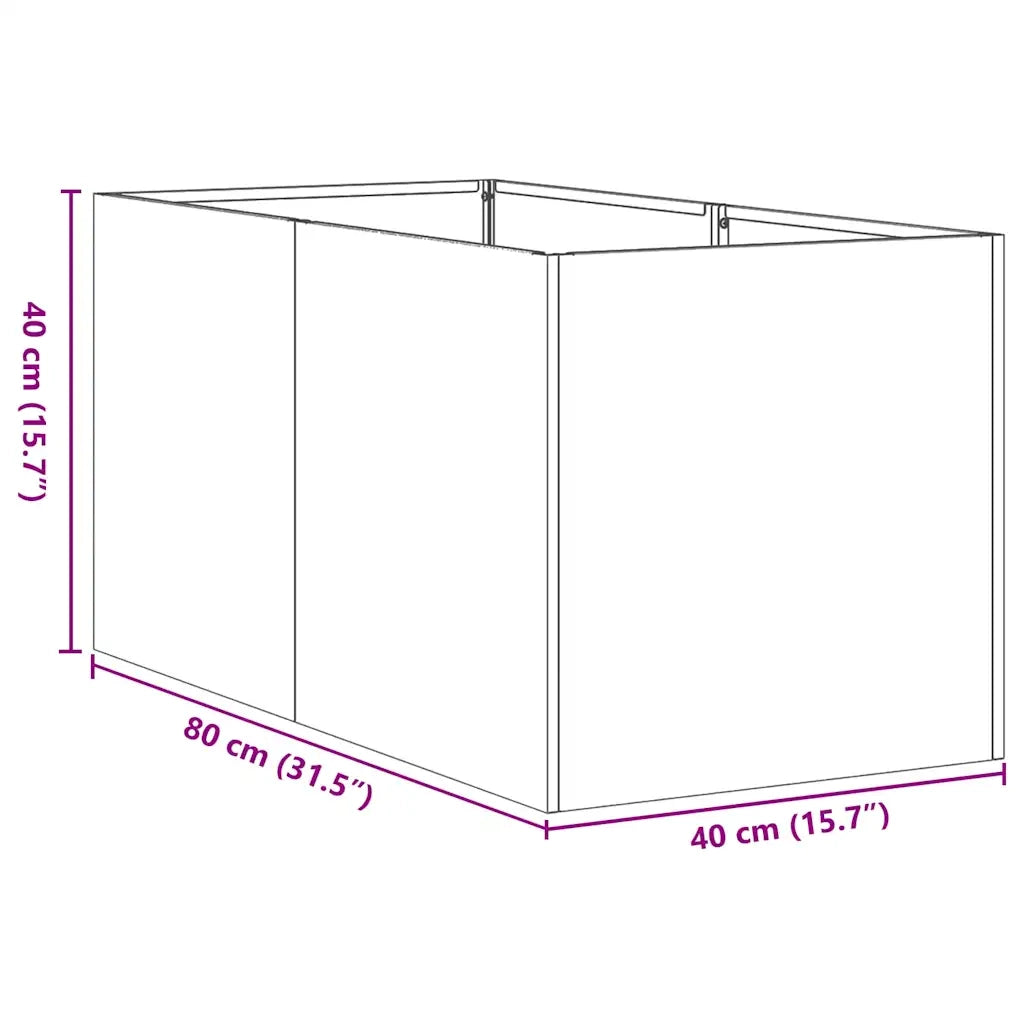 Fioriera Nera 40x80x40 cm in Acciaio Laminato a Freddo 860731