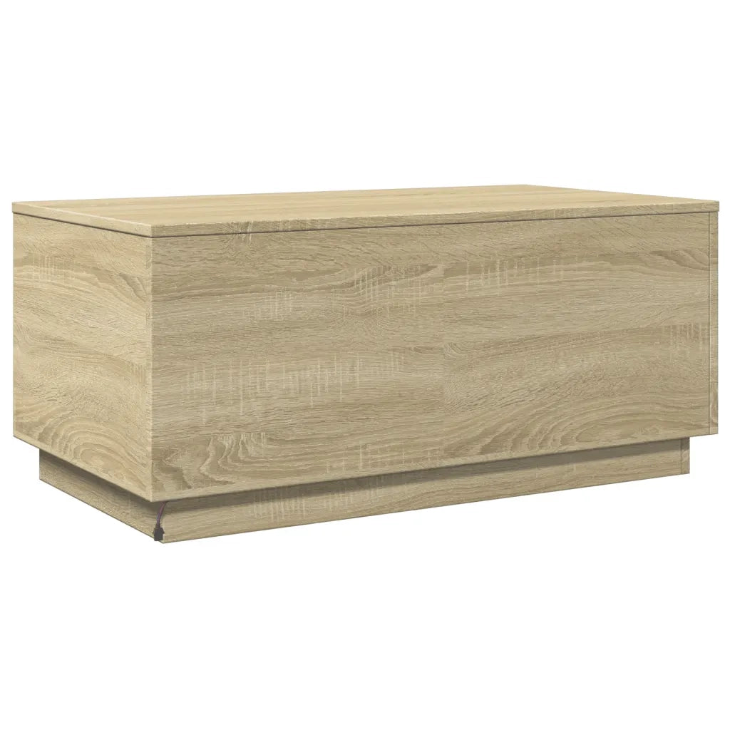 vidaXL Tavolino da Soggiorno con Luci LED Rovere Sonoma 90x50x40 cm