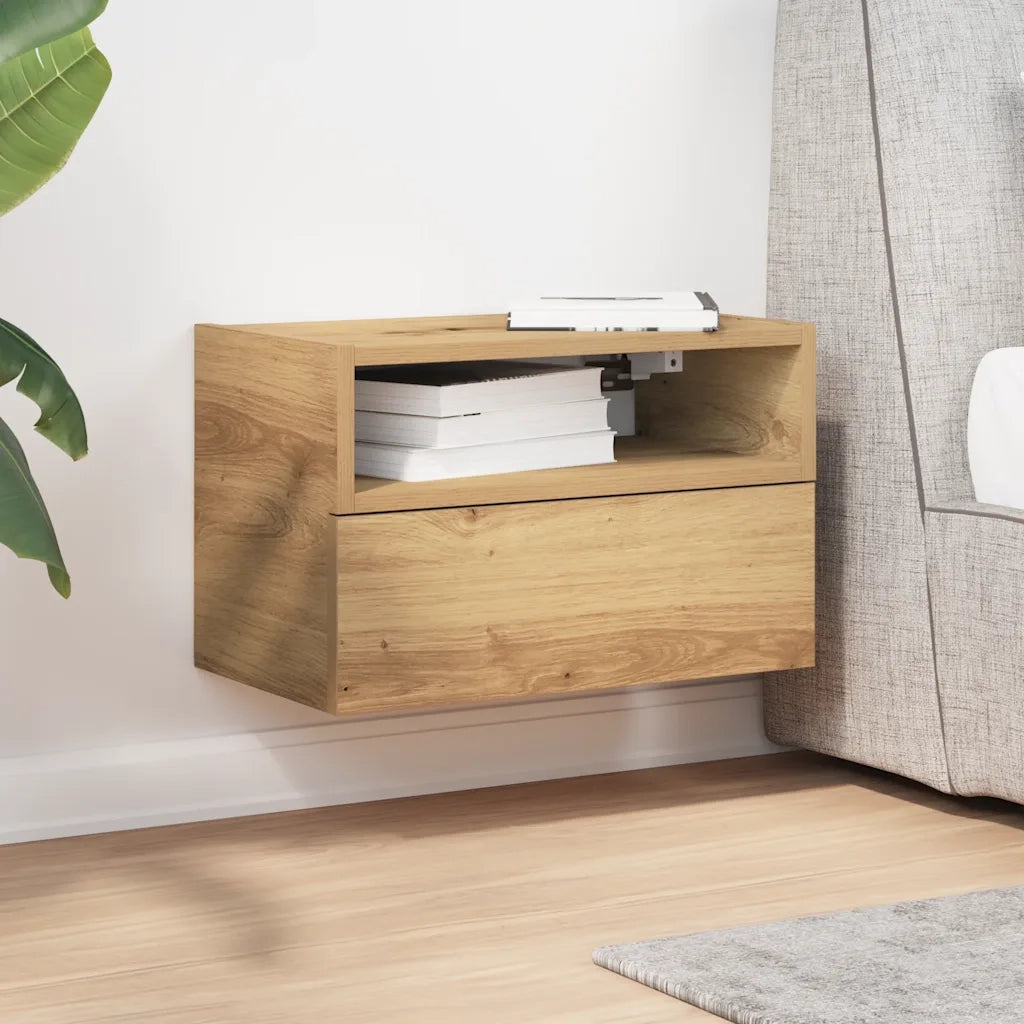 Comodino | Armadio da Notte | Mobiletto da notte a Muro Rovere Artigianale 45x26x28,5 cm